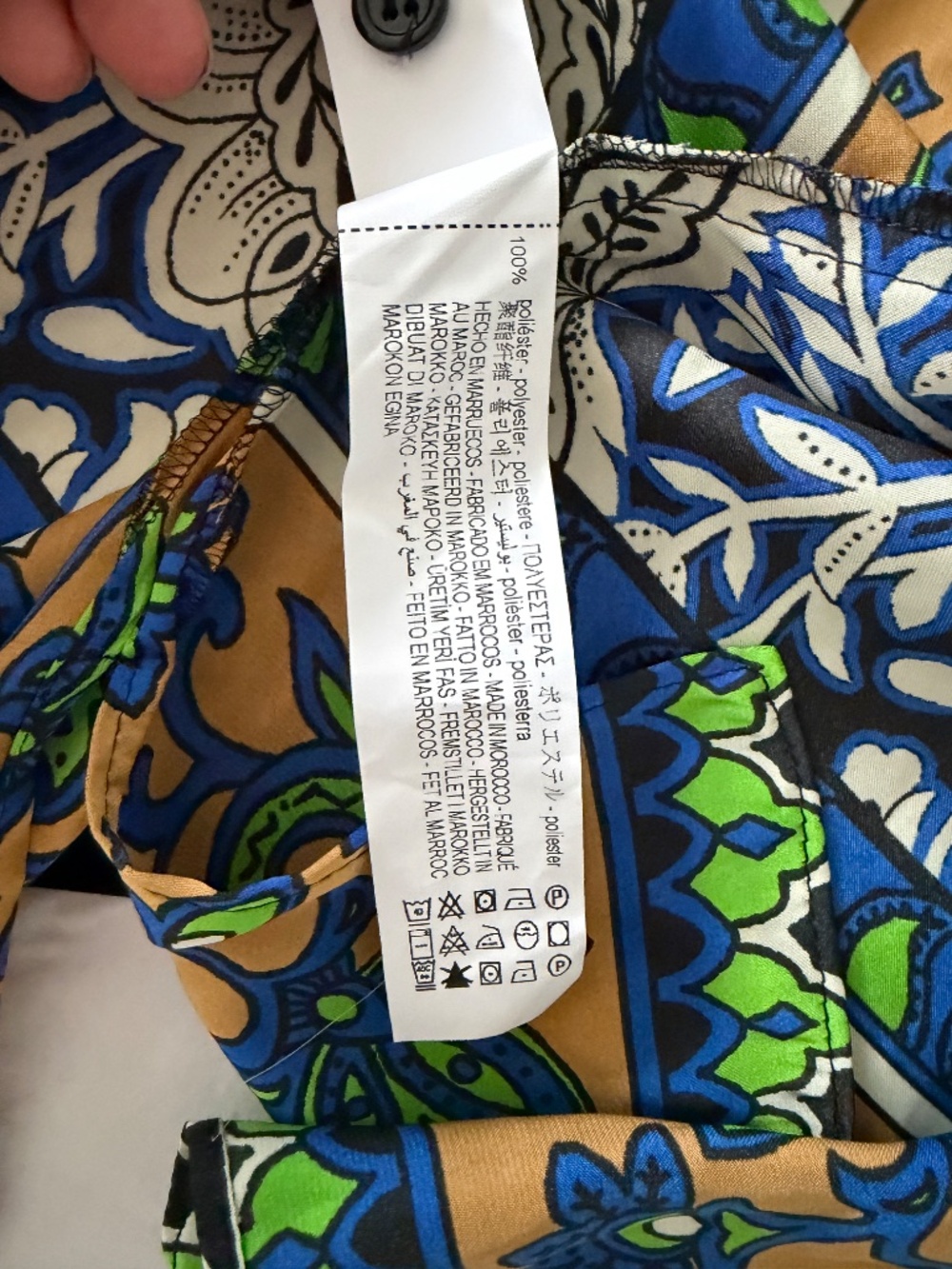 Zara Printed Matching Set NWT L Blouse + Wide Leg Pants Blue Green Paisley - Picture 7 of 8